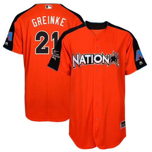 Diamondbacks #21 Zack Greinke Orange All-Star National League Stitched MLB Jersey